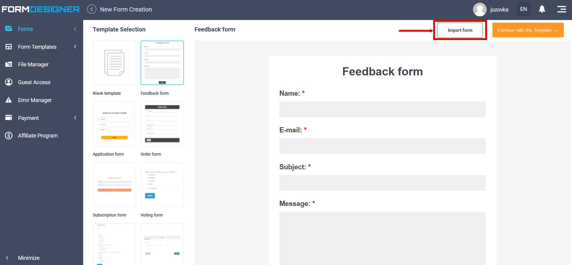 Importing forms from 123FormBuilder to FormDesigner 1