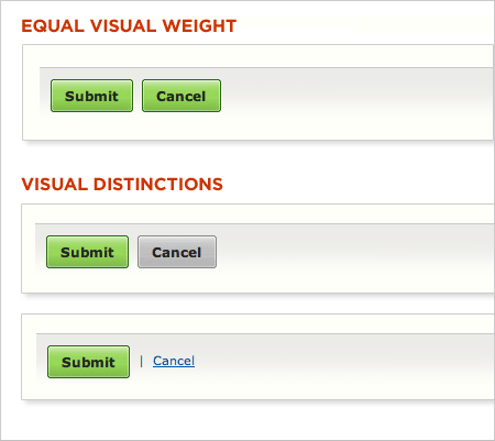 Рівна візуальна «вага», і відмінність між кнопками